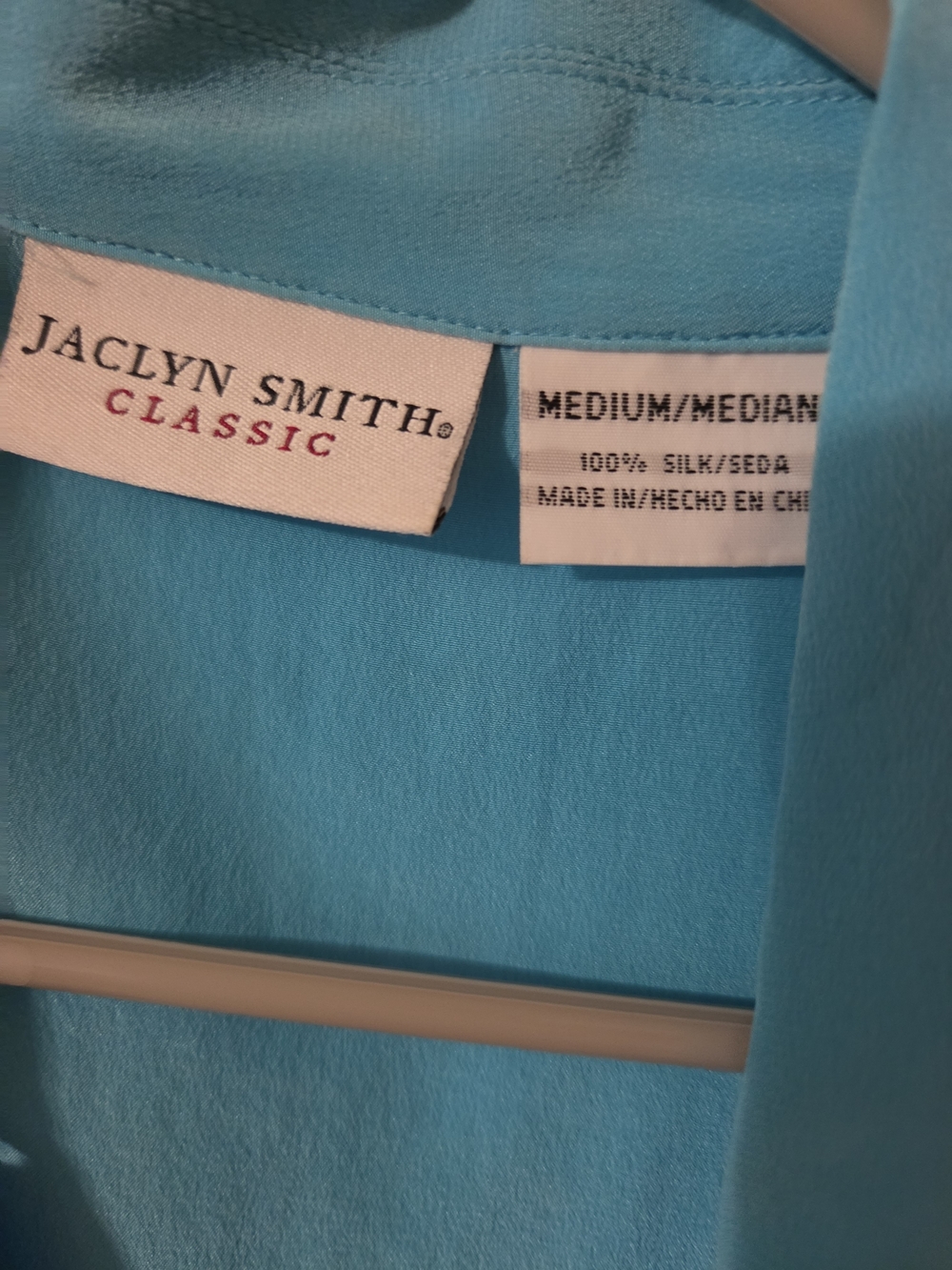 Perfect Vintage Silk Jaclyn Smith Classic Silk Blazer in Turquoise Blue